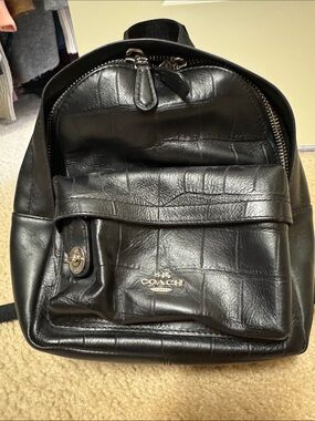 coach embossed croc campus backpack Mini in Chalk White Pebble Leather with Bandana Essex Fashion House Crafted of Signature canvas and smooth leather this backpack features an interior laptop sleeve inside pockets and an outside zip pocket for ample storage COACH GB | Modern Varsity